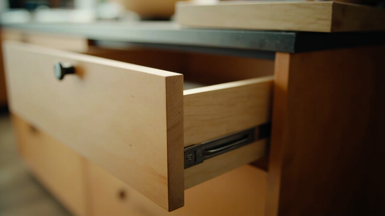 Modern kitchen island unit being packed for export at a Chinese factory